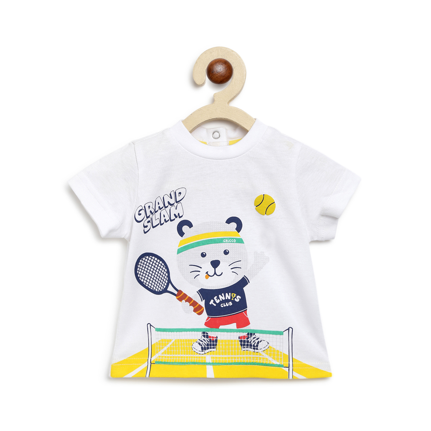 Boys Printed Short Sleeve T-shirt-White & Yellow